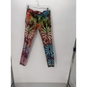 Gypsy Rose Hand Dyed Tie Dye Skinny Jeans Rainbow Mandala Print Festival Boho M